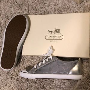BRAND NEW Coach sneakers, silver and gray, 9.5
